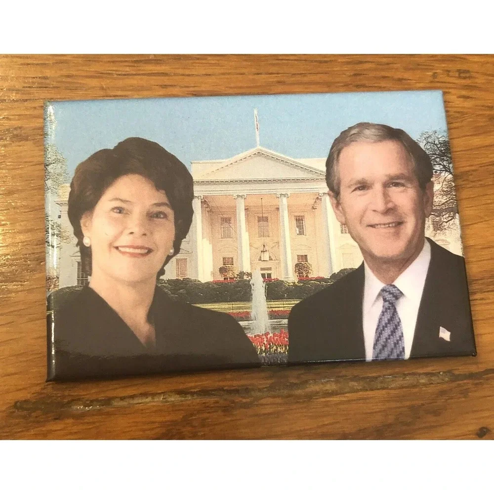 George and Laura Bush in Front of White House Magnet 3